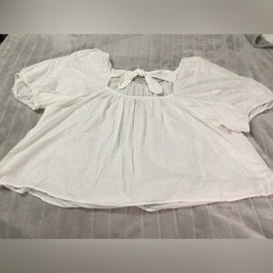 Old Navy Puff-Sleeve Cutout Tie-Back Swing Blouse Sheer White Size 4X NWOT